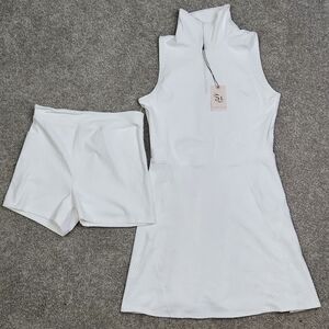 🎁Nwt Sincerely Julez White Activewear Dress & Shorts Set Women’s M Gift Outfit